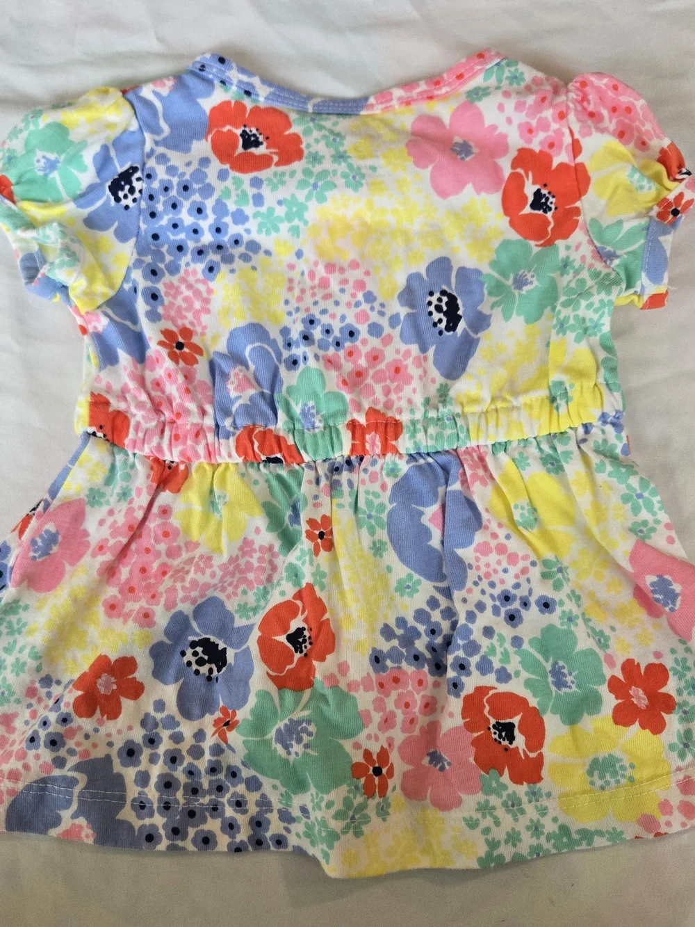 Carter's Floral Multicolor Short Sleeve Dress - Pink, Blue, Yellow, Green, Coral